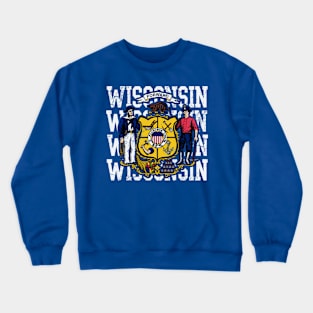 Wisconsin State Flag Retro Distressed Crewneck Sweatshirt